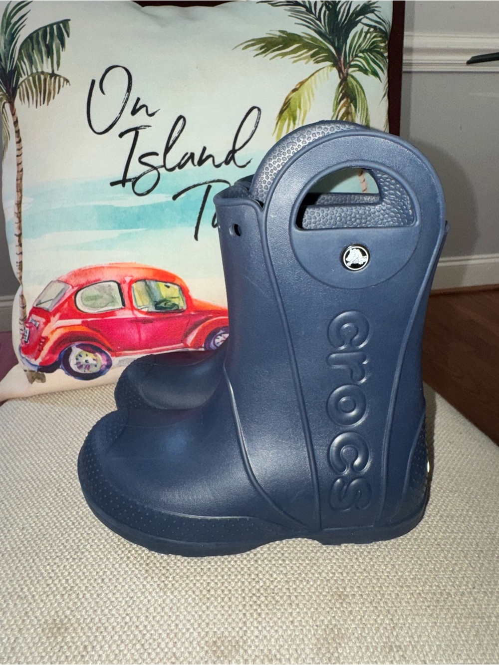 Crocs Kids Unisex Handle It Rain Boots in Navy Blue Size J1